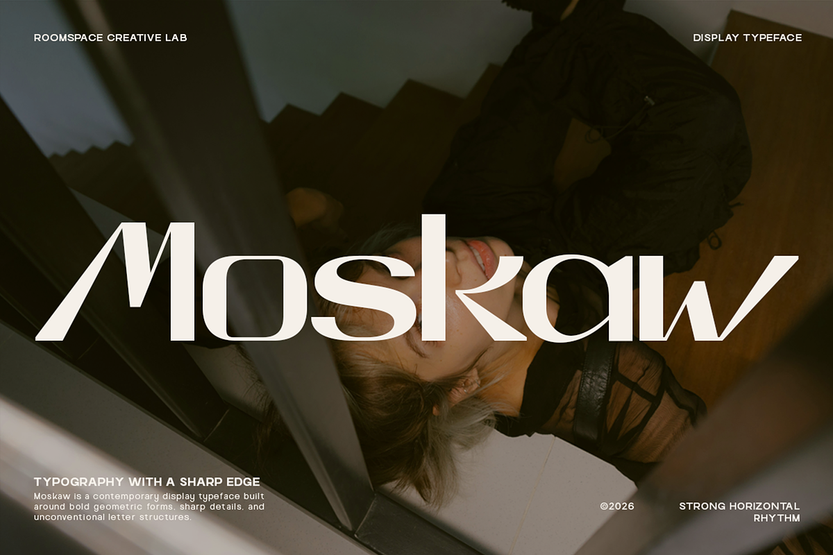Moskaw - Fashion Display Typeface, a Sans Serif Font by roomspace creative lab (Photo 1 of 9)