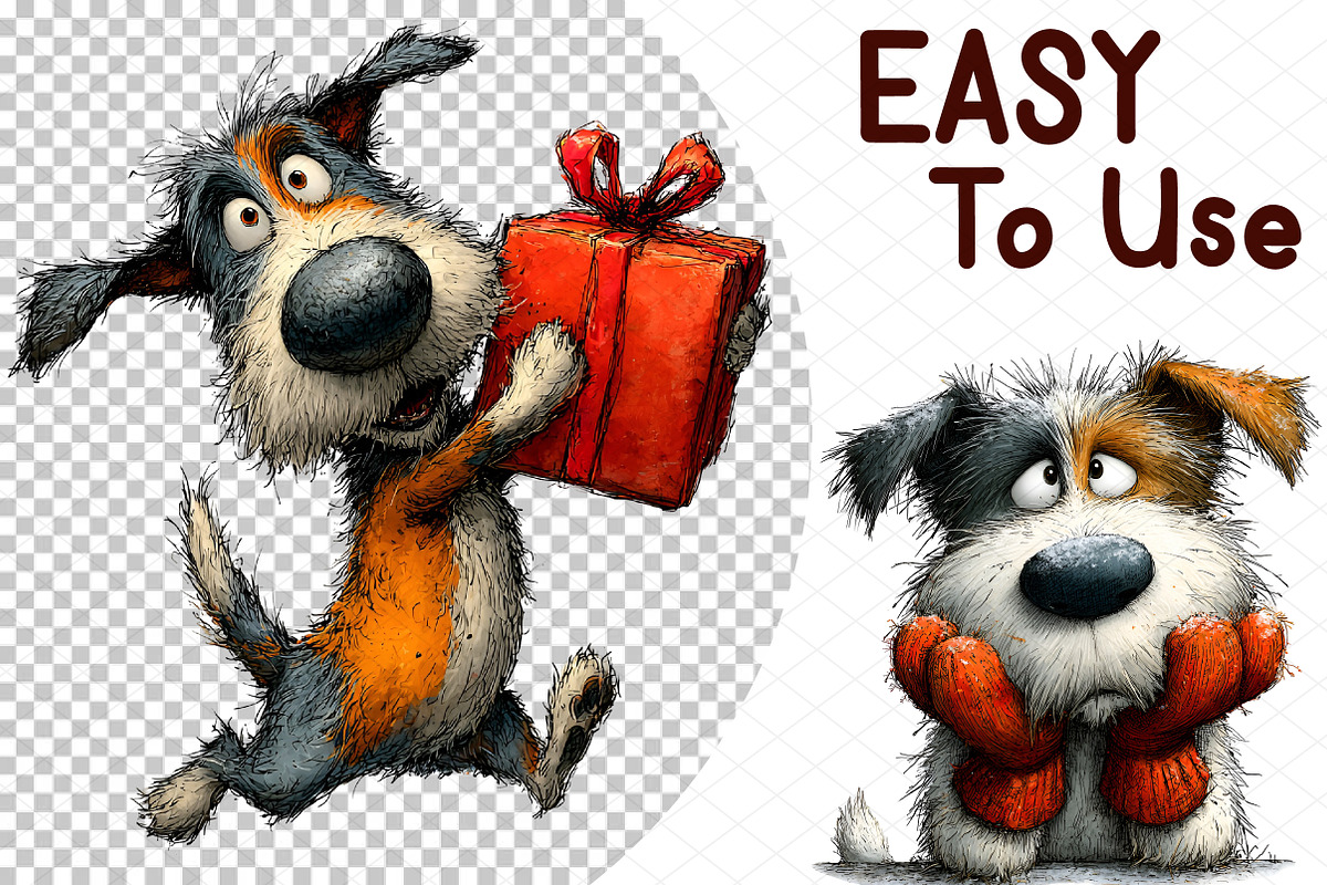Christmas Dog Clipart, an Illustration by cherrydesign (Photo 2 of 4)