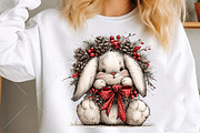 Whimsical Christmas Bunny Clipart, a Seasonal Illustration by Canvas Craft (Thumbnail 5 of 10)
