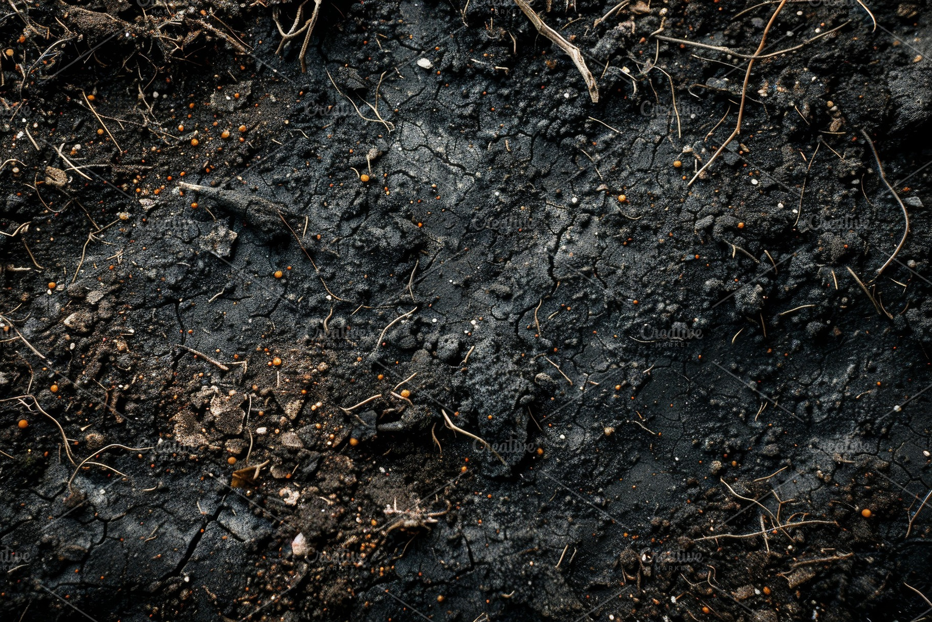 The dark soil showcases various text, a Photo by Tanuart