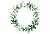 Watercolor Green Leaf Wreath Vector, an Illustration by hafijul (Thumbnail 11 of 12)