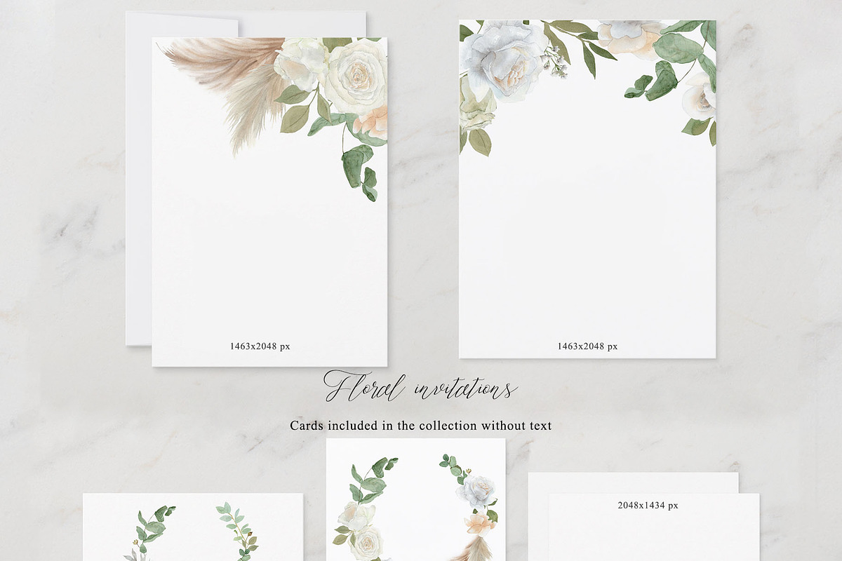 White roses wedding invitation cards, a Decorative Illustration by Slastick (Photo 8 of 9)