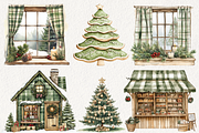 Plaid Green Christmas Clipart, an Illustration by NadiaTheronArt (Thumbnail 3 of 5)