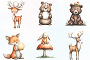 mystical forest animal clipart, an Illustration by CraftArtStudio (Thumbnail 2 of 6)