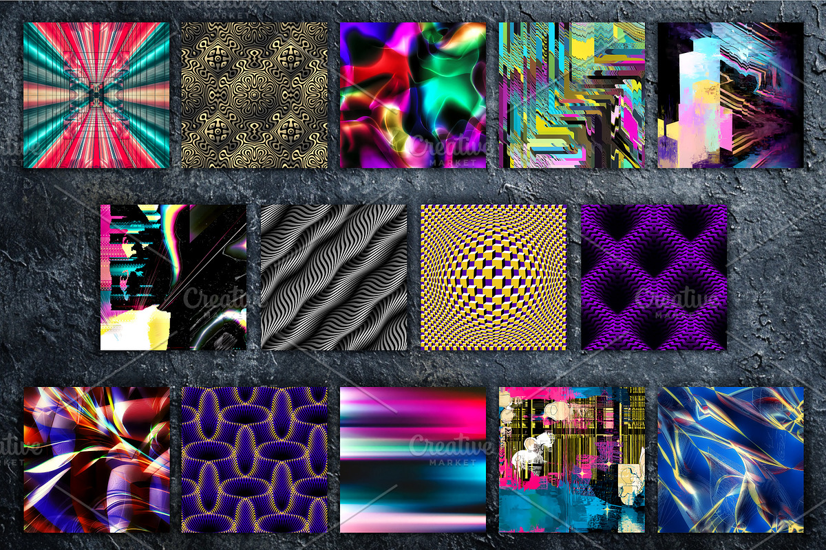 Glitch Psychedelic 11. Digital Paper, a Texture Illustration by KENO Mascots (Photo 3 of 9)