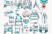 Medical Clipart Set | Nurse & Doctor, a Work Illustration by GlamArtZhanna (Thumbnail 3 of 8)