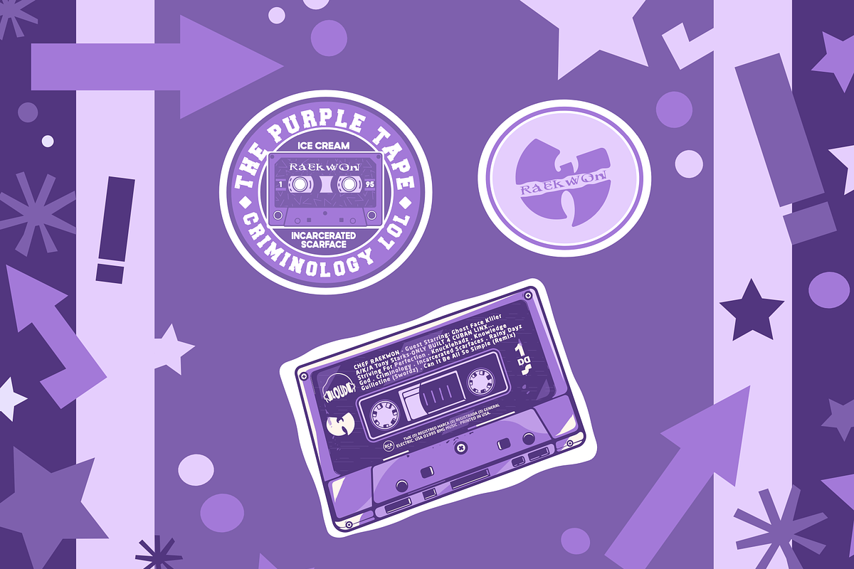 The Purple Tape 1995, an Object Illustration by Darts Lines