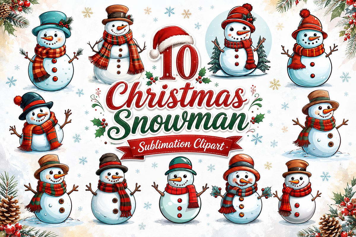 Christmas Snowman Sublimation, an Animal Illustration by S Graphic Studio (Photo 1 of 4)