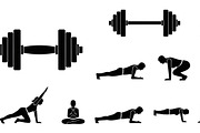 Fitness Workout Silhouette Icon Set, an Illustration by musafir_fashion (Thumbnail 11 of 51)