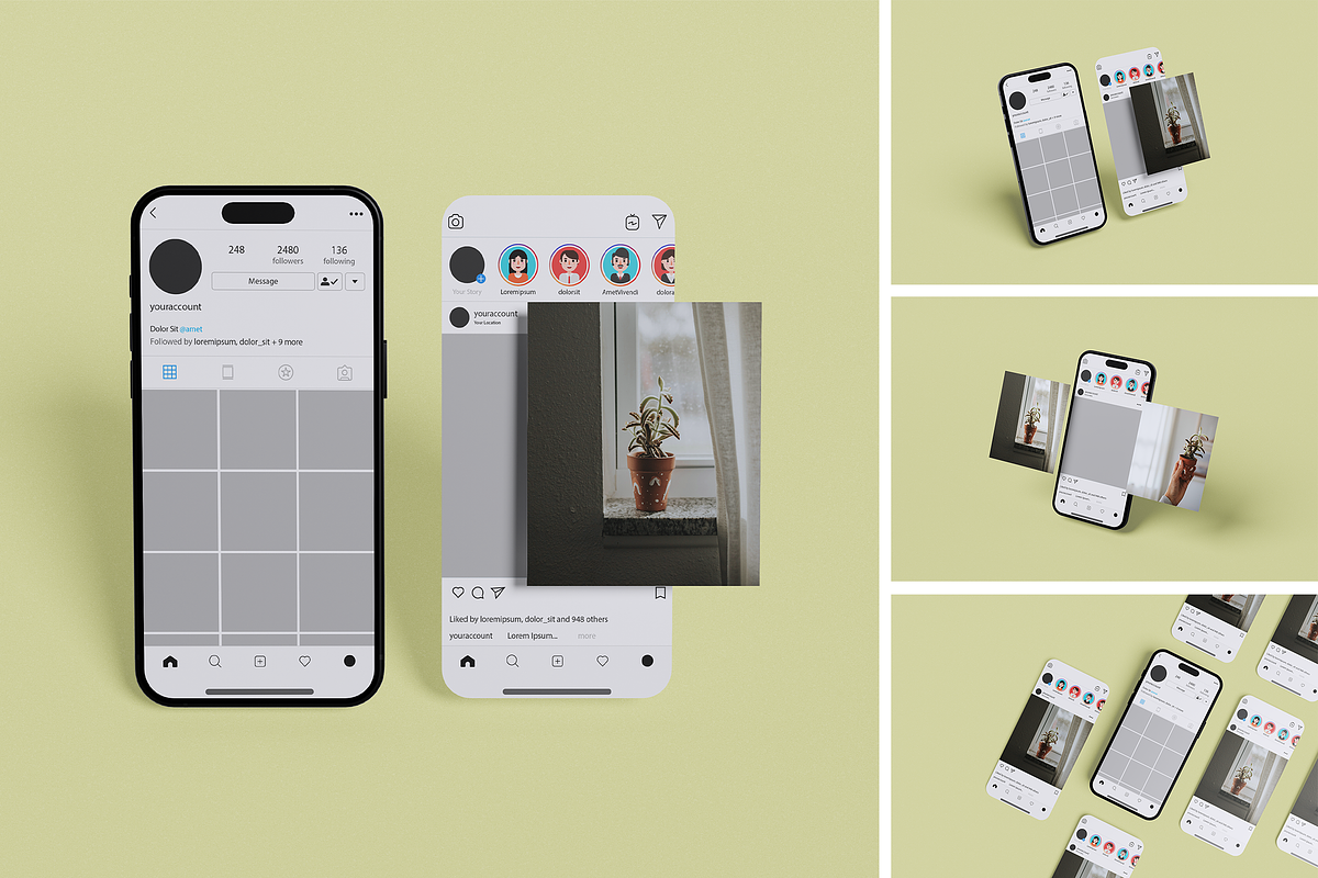 Instagram Post Mockup, an iPhone Mockup by xavier_studio (Photo 1 of 5)