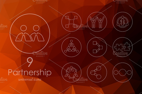 9 Partnership Line Icons