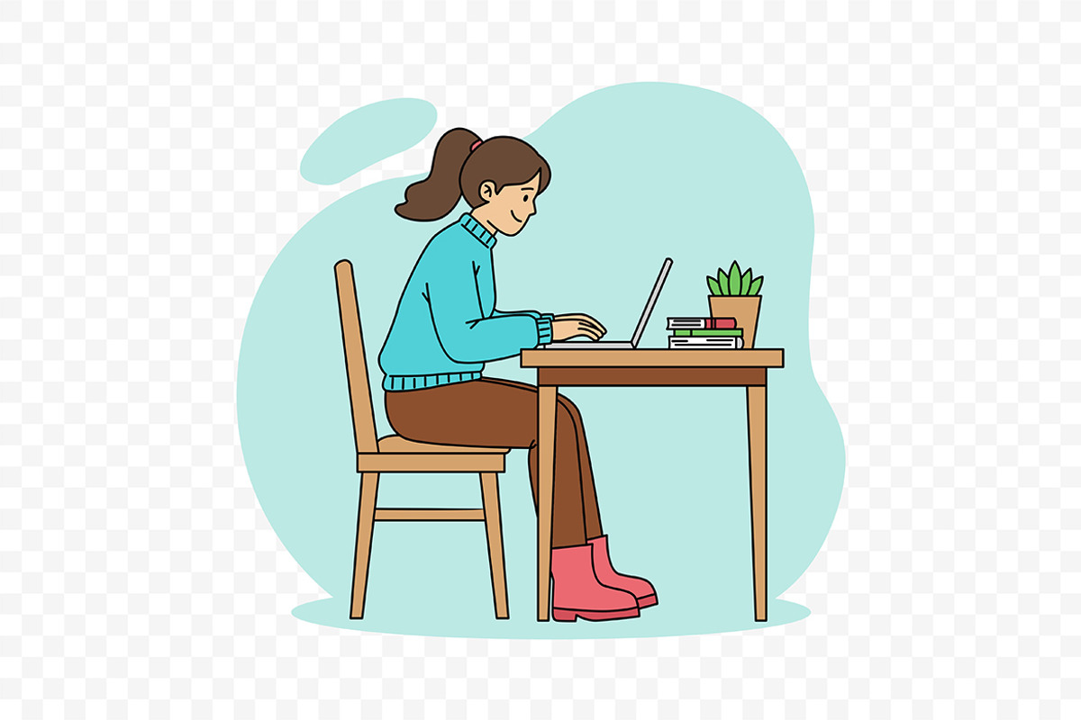 Productive Woman with Laptop Vector, a Work Illustration by Partikusi Design (Photo 3 of 3)