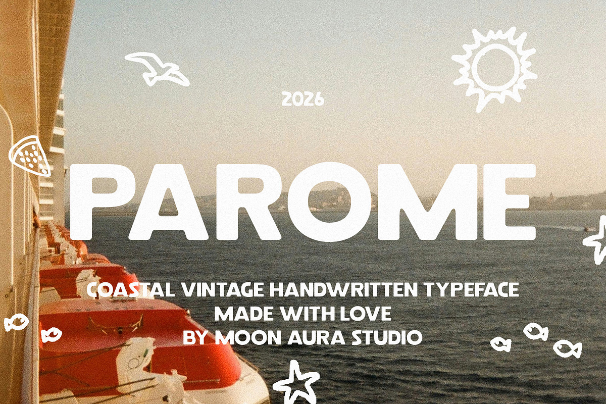 Parome - Vintage Summer Sans Serif, a Sans Serif Font by Schrifted Type (Photo 1 of 8)