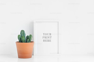 8x10 white frame mockup succulents