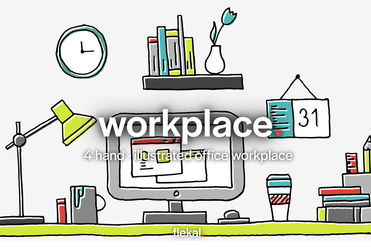Hand Illustrated Office Workplace, a Work Illustration by Lukino (Photo 1 of 2)