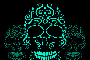 Skull Vector Ornament Neon Color