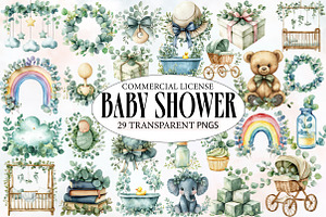 Baby Shower Clipart Bundle, an Illustration by Designworld