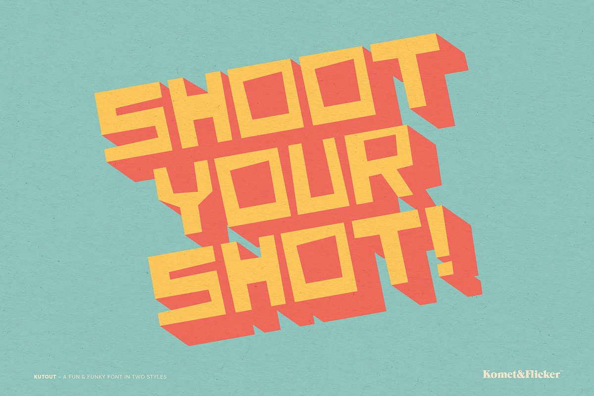 KutOut - A Fun & Funky Font, a Sans Serif Font by Komet & Flicker (Photo 2 of 12)