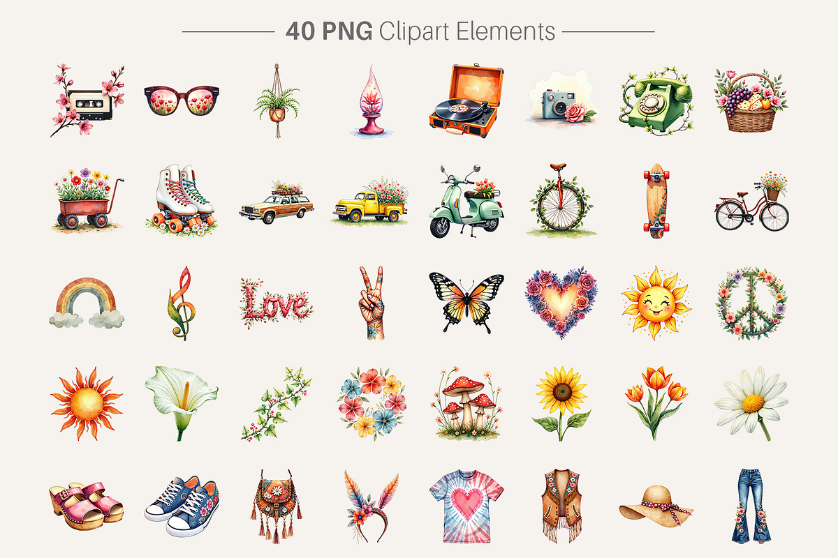70s Retro Floral Sublimation PNG, an Illustration by Artnoy (Photo 2 of 8)