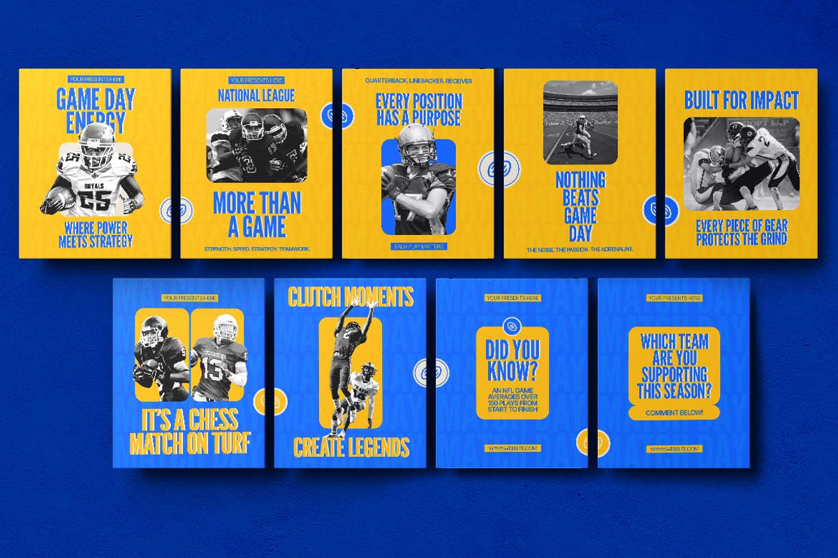 American Football Instagram Carousel, a Social Media Template by Attype (Photo 2 of 5)
