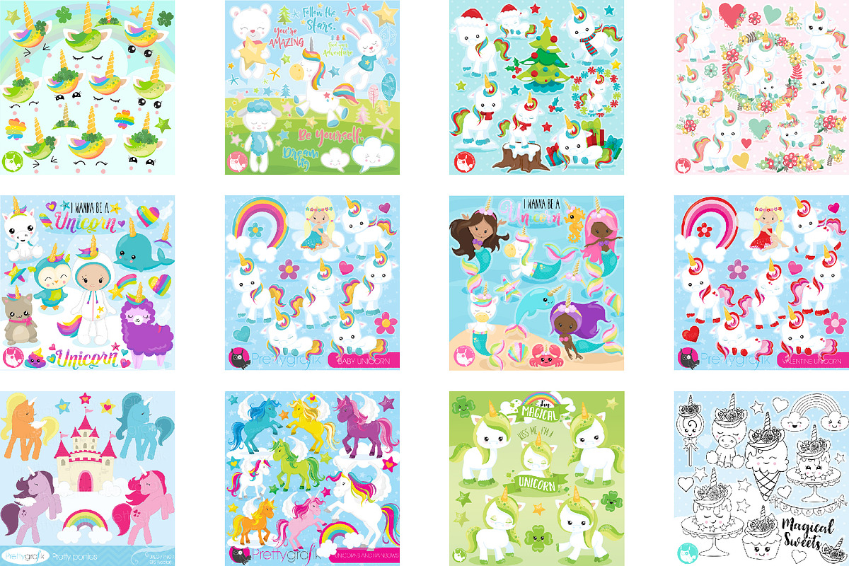 Mega Unicorn Graphics bundle, an Illustration by PrettyBundles (Photo 3 of 5)