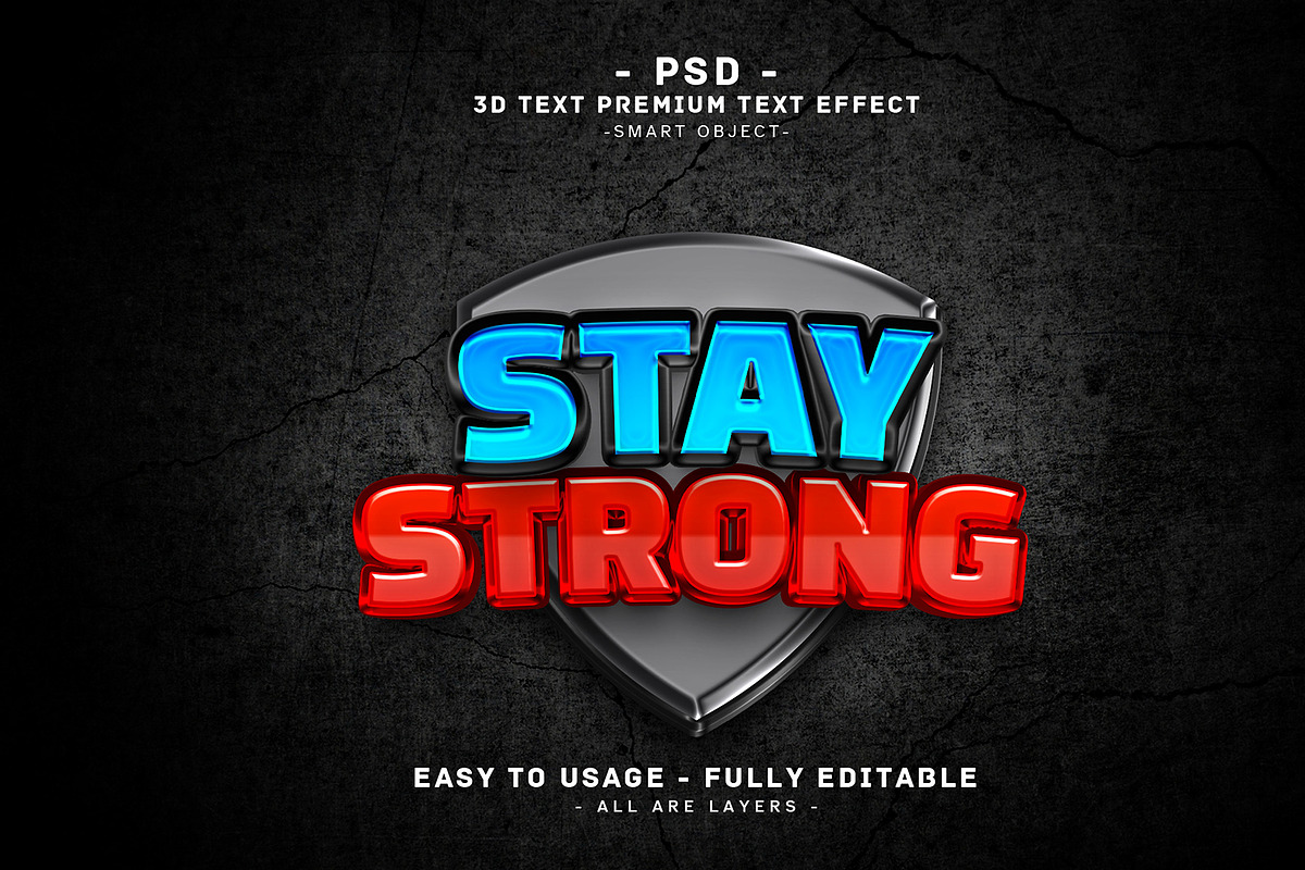 Stay Stronge Editable 3D Text Effect, an Action Add-On by Md Jahidul99