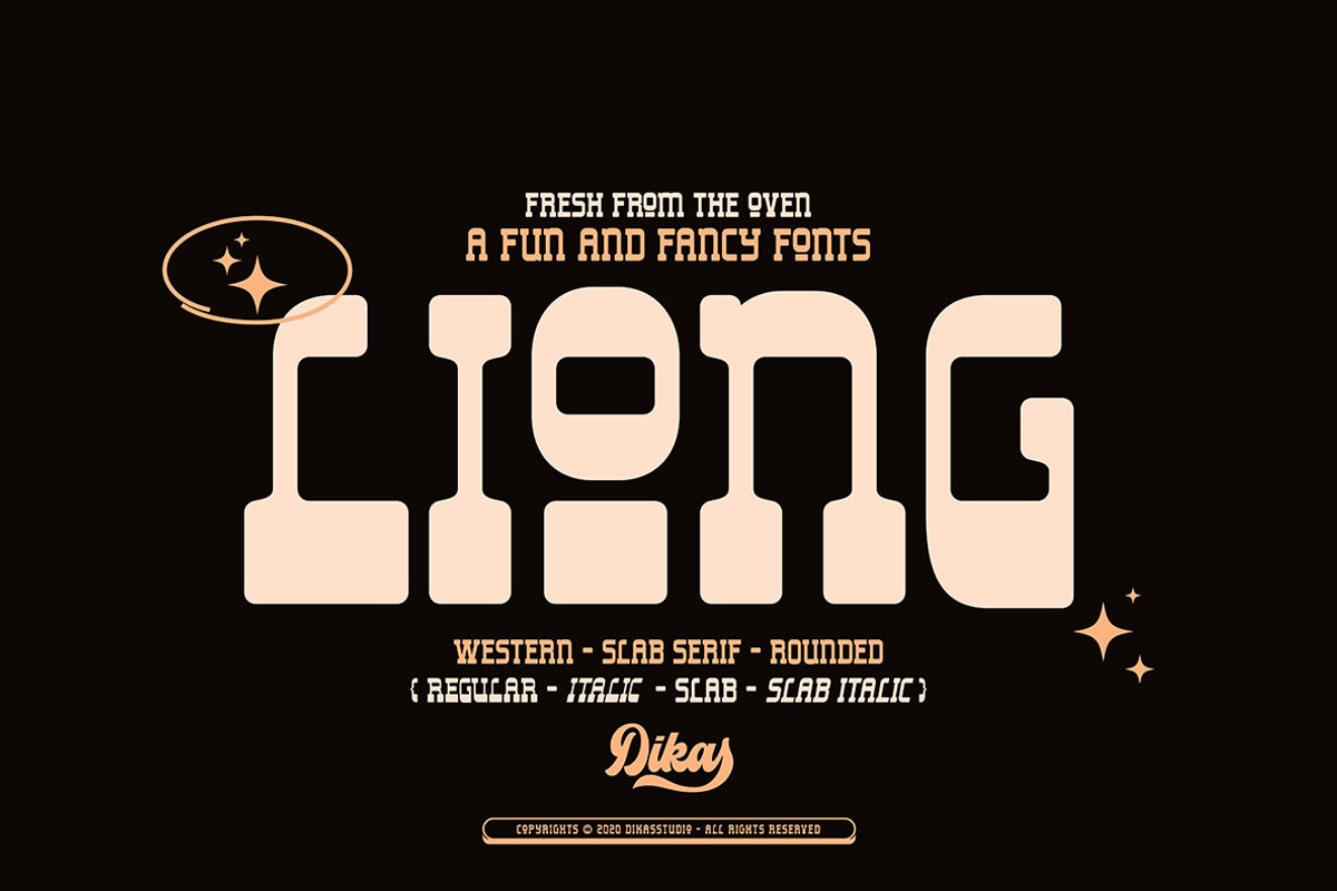 Liong - 4 Fonts Styles, a Slab Serif Font by Dikas Studio (Photo 1 of 12)