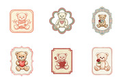 Vintage Valentine Bear Cards Printab, an Illustration by SinaCreation (Thumbnail 4 of 5)
