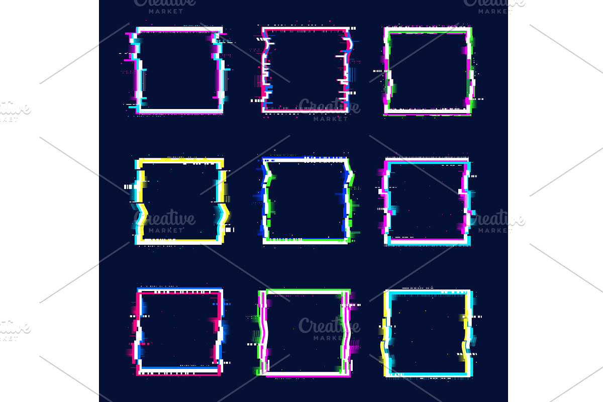 Glitch banner square frames, a Technology Illustration by Vector Tradition