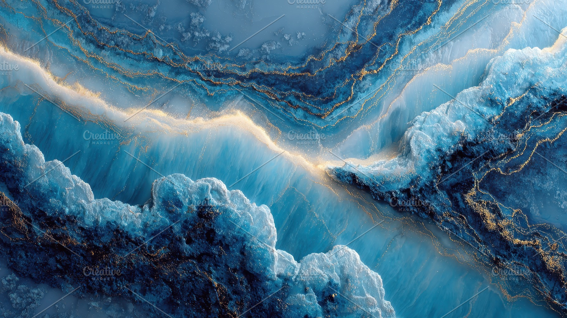 Abstract Blue Gold Marble Texture Ar, an Abstract Photo by Pixeness Studio