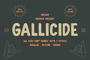 Gallicide With Extras, a Slab Serif Font by MuSan