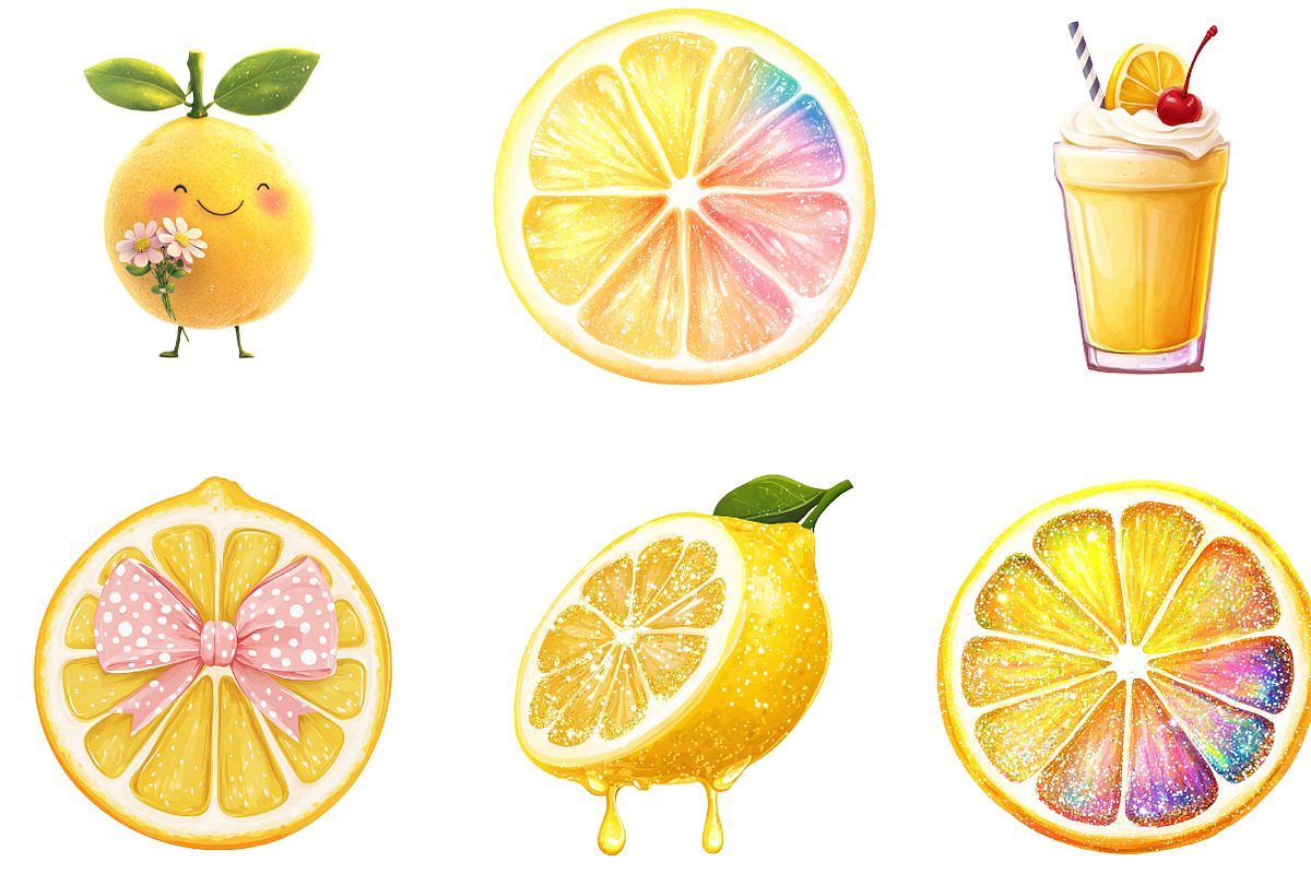 Girly Lemon Summer Clipart, an Illustration by Designking (Photo 4 of 5)