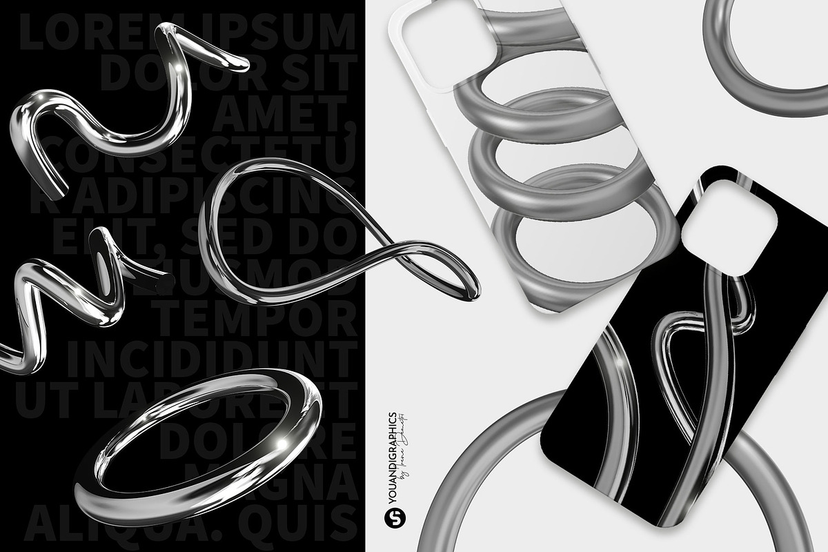 Chrome Y2K Abstract 3D Objects, an Object Graphic by Youandigraphics (Photo 7 of 15)