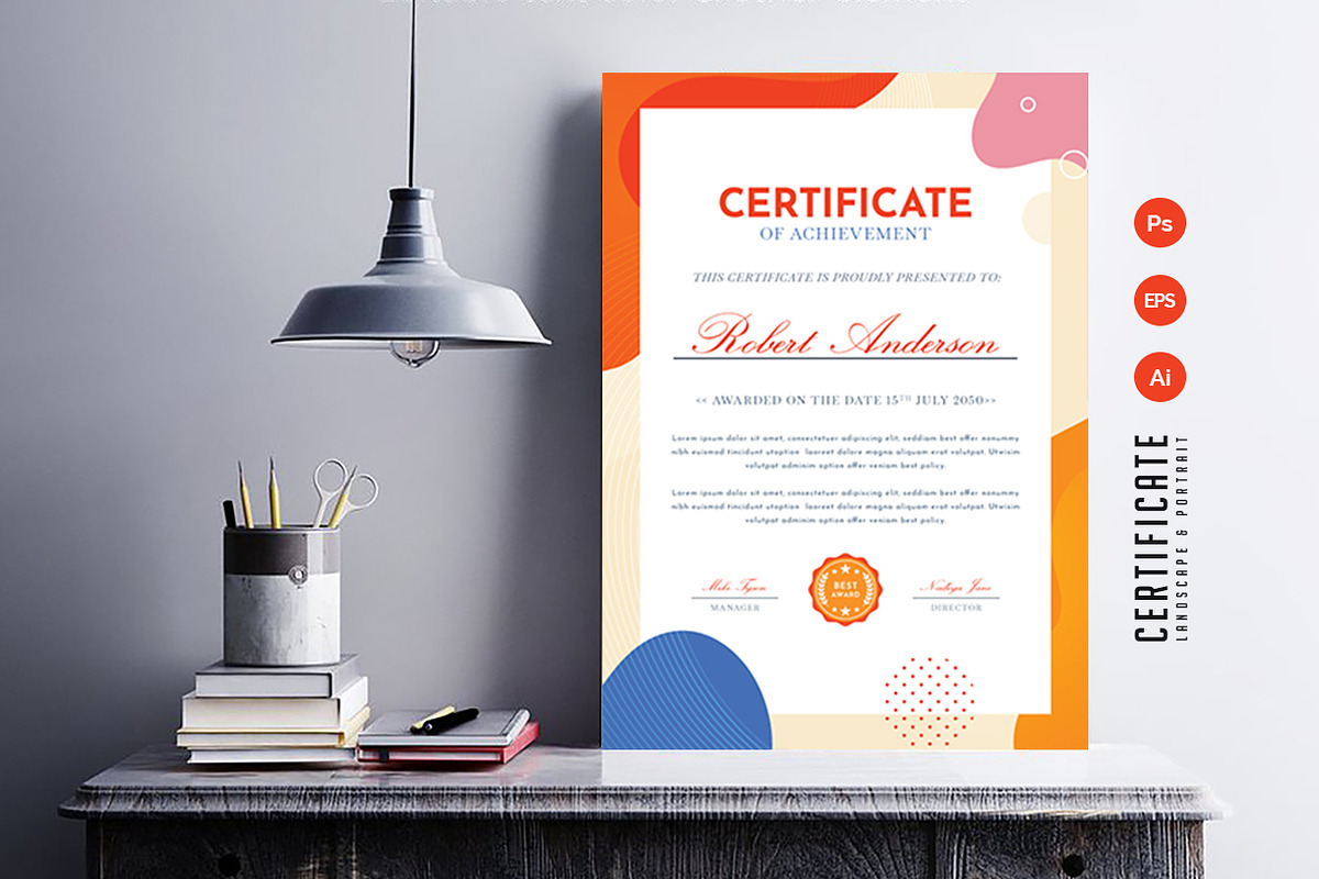 577. Modern Certificate Template, a Stationery Template by CreativeRezwan (Photo 3 of 3)