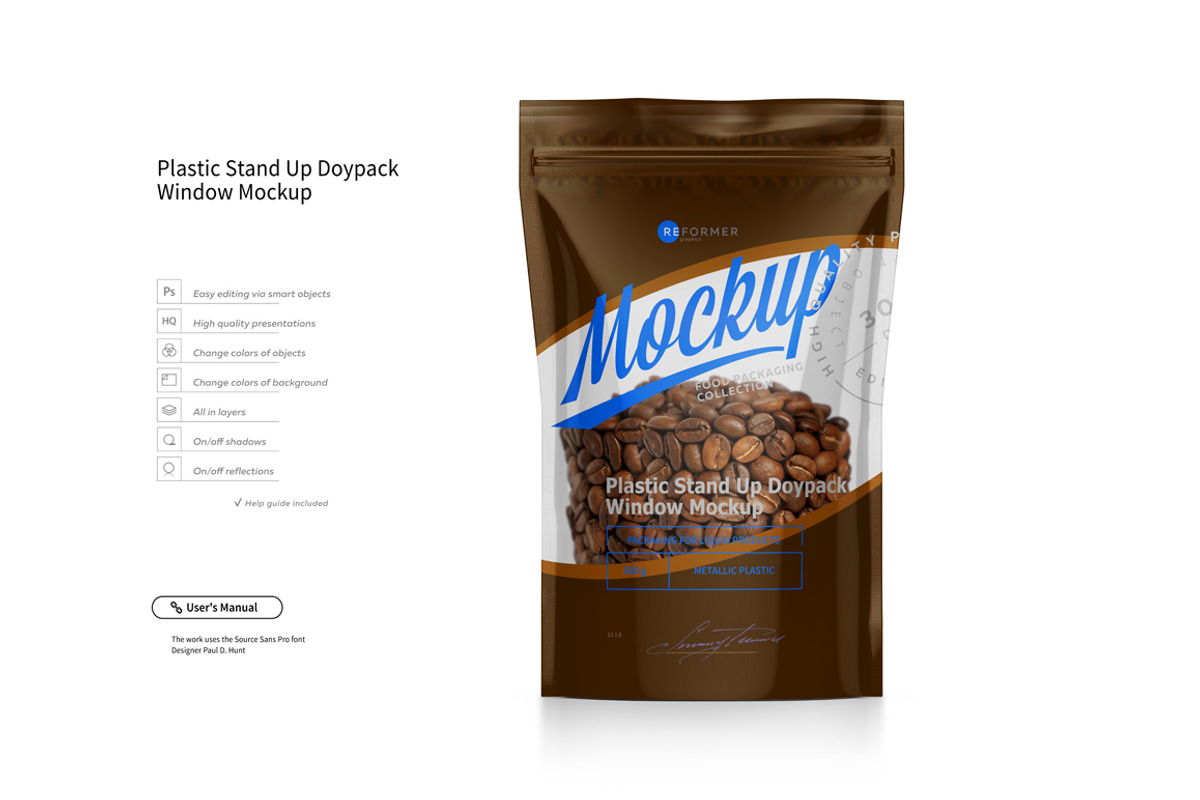 Stand Up Doypack With Window Mockup, a Packaging Mockup by Reformer Mockup