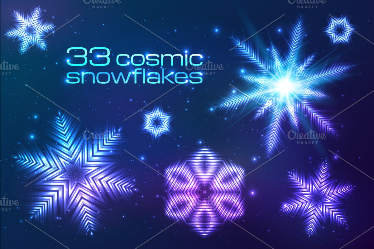 33 cosmic shining vector snowflakes preview 2