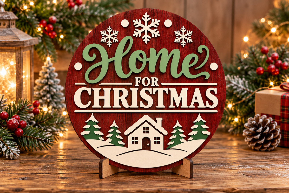 Christmas Home For Christmas SVG, a Seasonal Illustration by Canvas Craft (Photo 3 of 4)