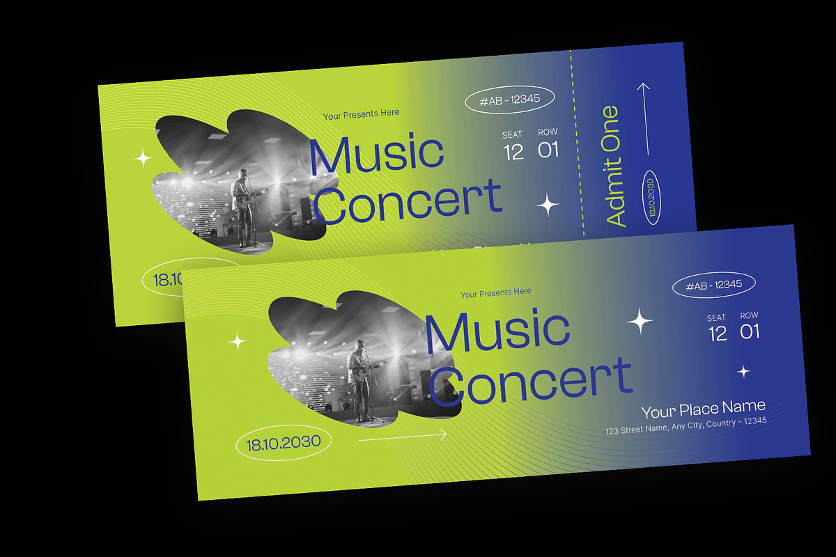 Gradient Concert Ticket, a Stationery Template by Neermana (Photo 2 of 4)