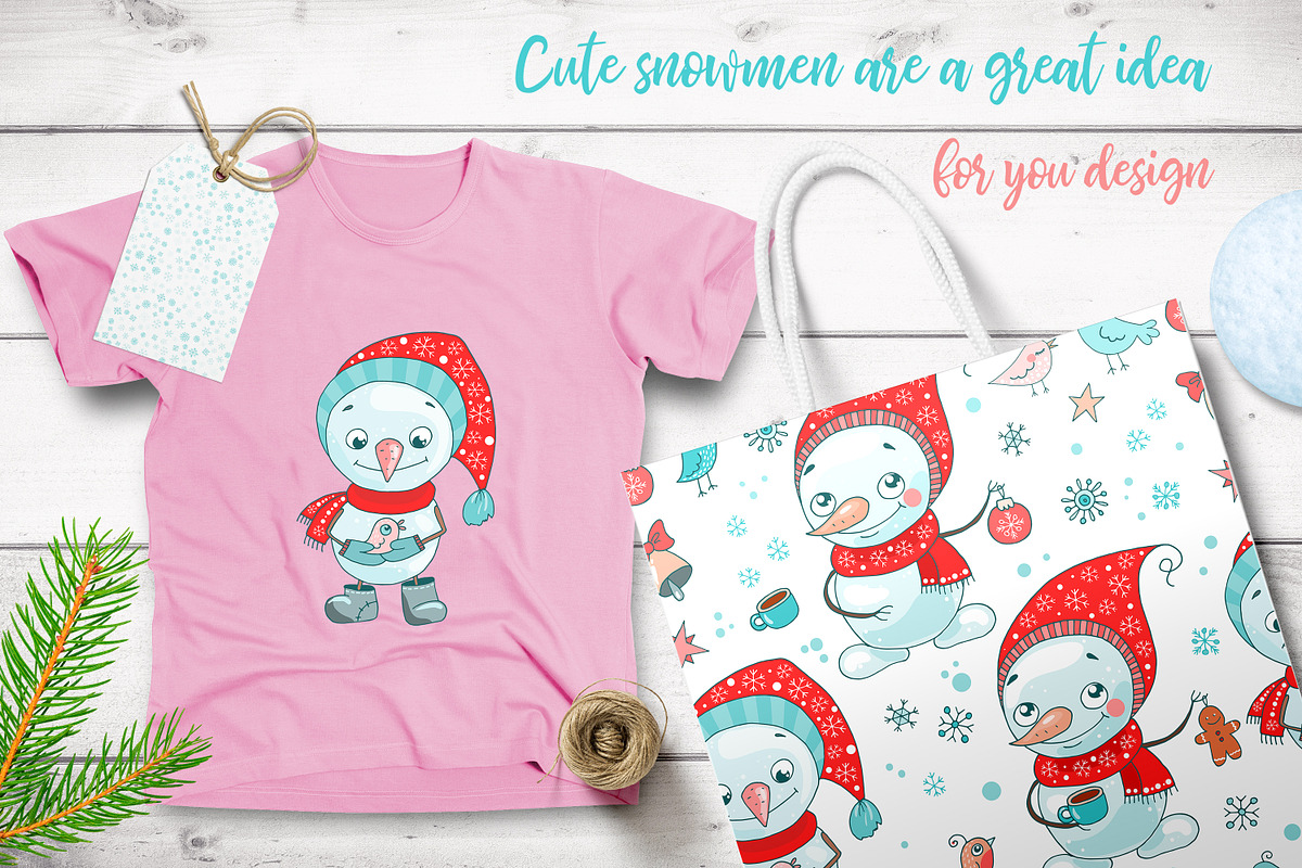 Cute snowmen, a Decorative Illustration by Maya Ivart (Photo 7 of 8)