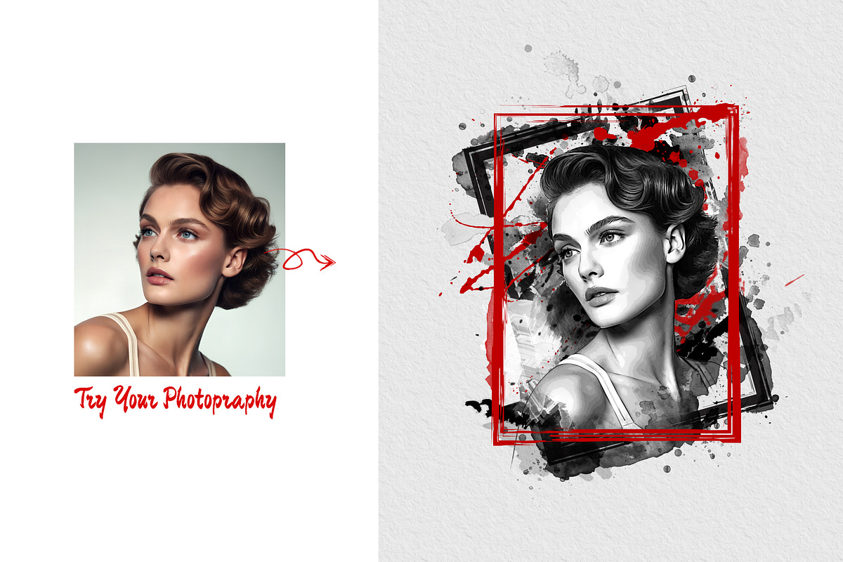 Watercolor Canvas Frame Art Effect, an Action Add-On by MRI STUDIO (Photo 4 of 34)