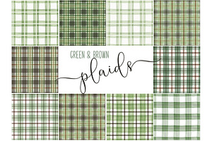 Watercolor Green & Brown Plaids
