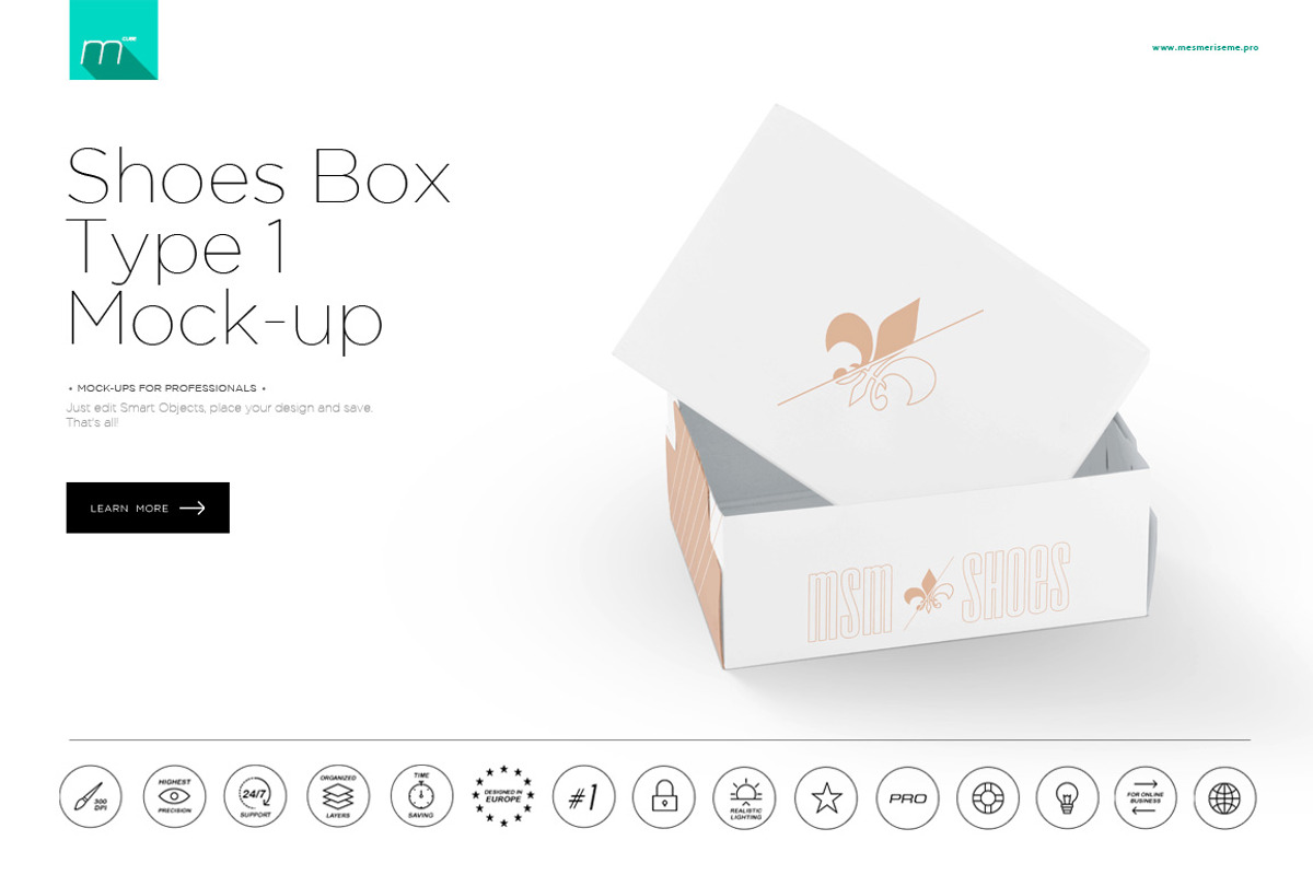 Shoes Box Type 1 Mock-up, a Packaging Mockup by BlackMocca (Photo 1 of 6)
