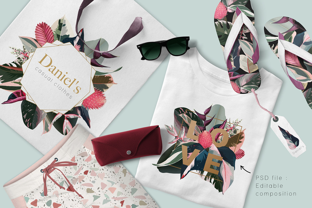 Pink tropical frames and patterns, an Illustration by marie dricot (Photo 3 of 15)