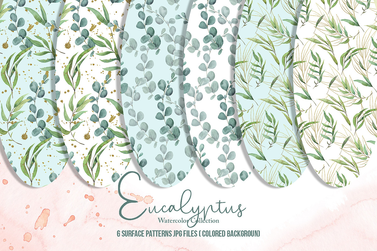 Watercolor Eucalyptus SET, a Decorative Illustration by TanataDesign (Photo 6 of 16)