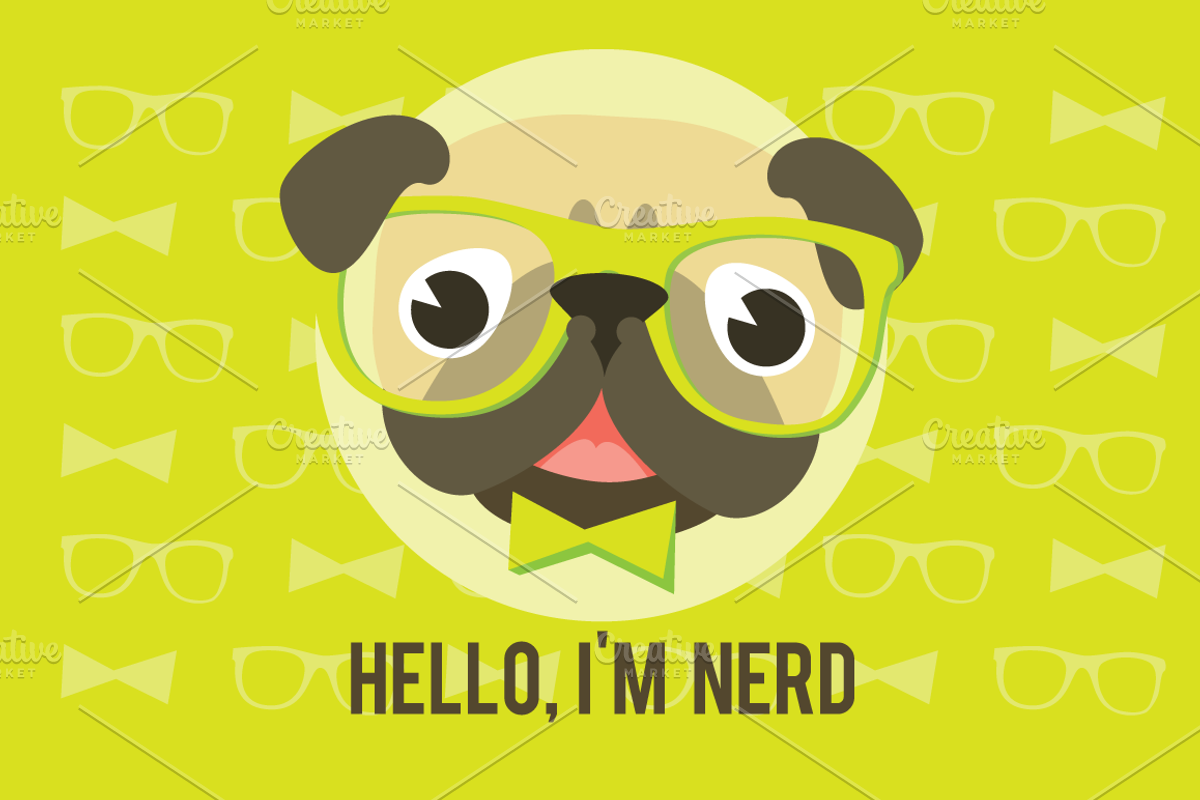 Vector pugs + 3 design templates, an Illustration by Olyzel (Photo 3 of 5)