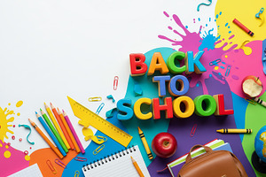 Back-to-school poster with colorful, a School & Education Photo by angellodeco