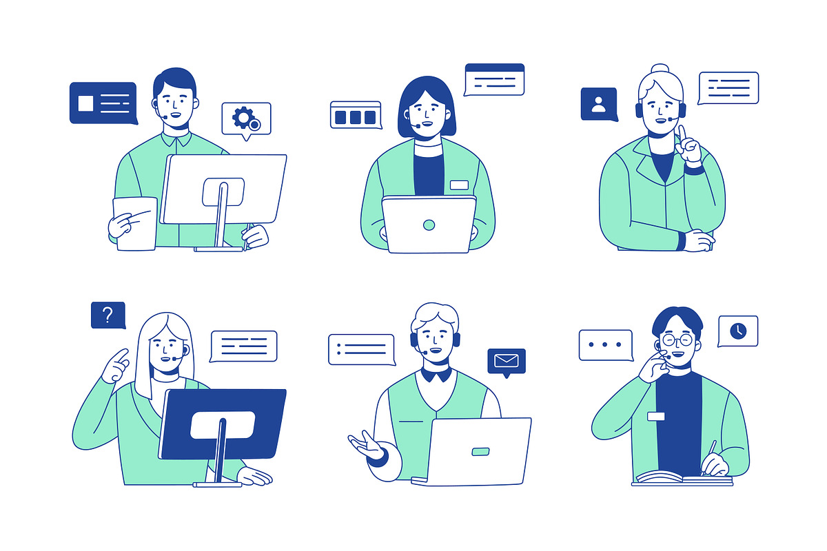 Call center, helpdesk operators set, a Person Illustration by PaperTrident (Photo 2 of 2)