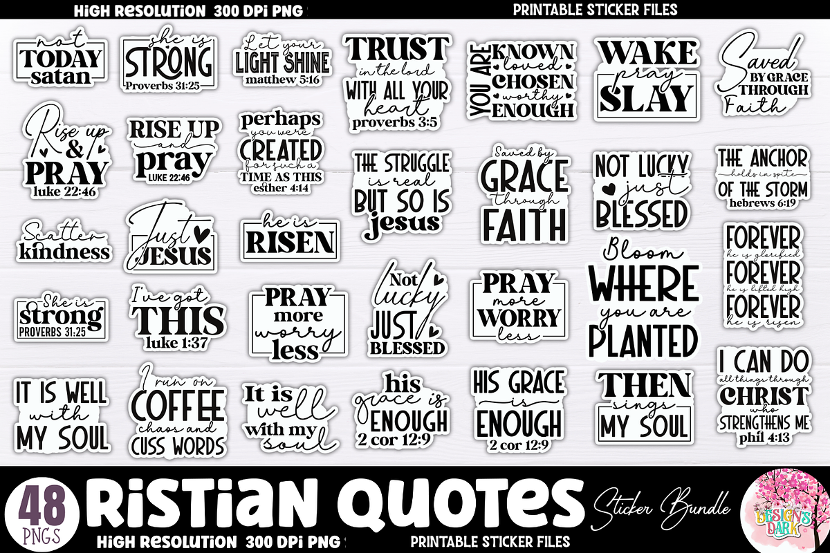 Christian Quotes Sticker Bundle, an Object Graphic by Design's Dark (Photo 1 of 13)