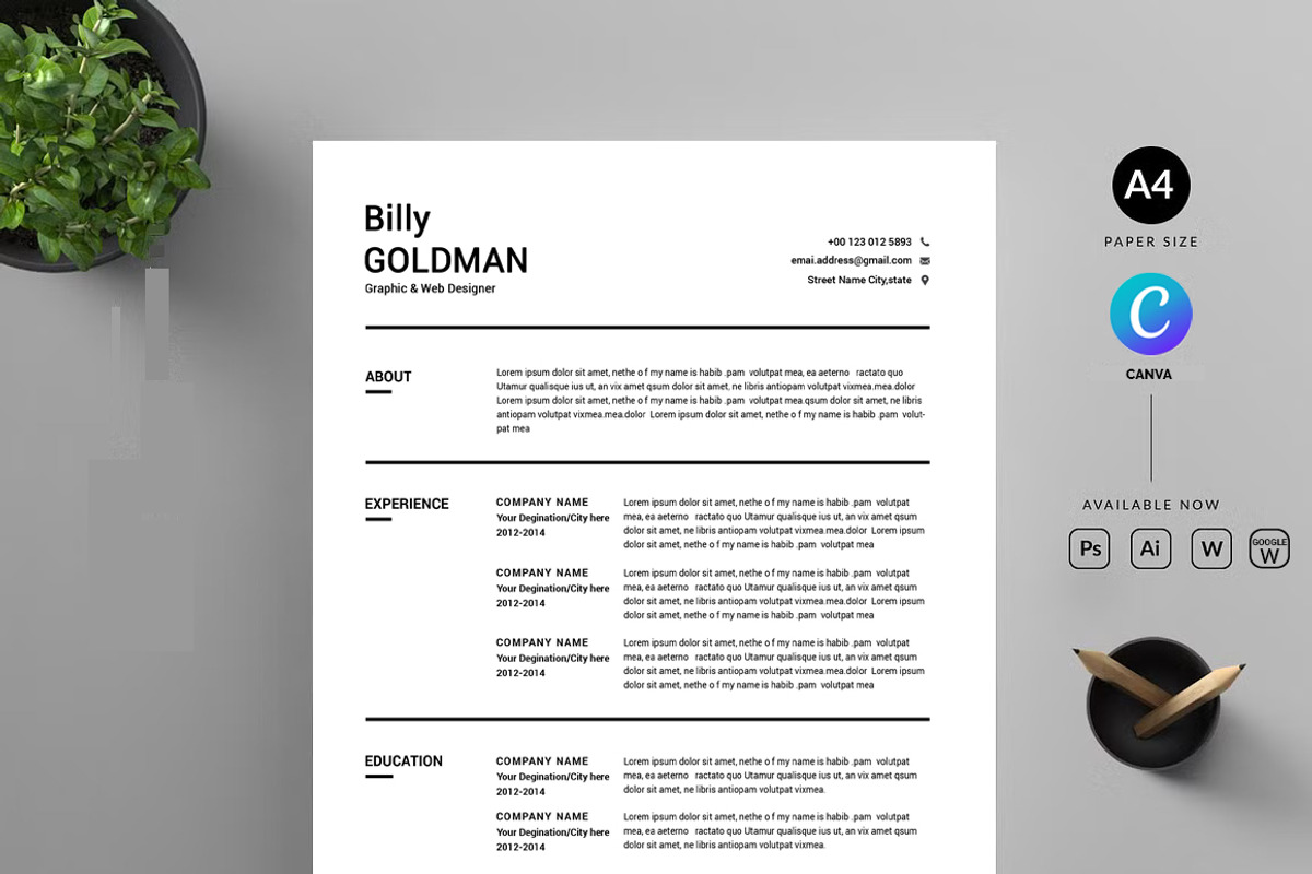Professional Resume, a Resume Template by Blackcloud_Creations (Photo 1 of 5)