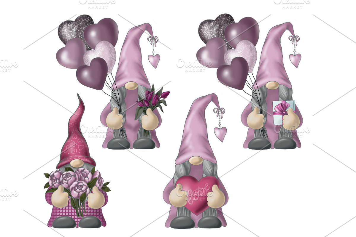 Valentine gnomes png clipart, an Illustration by KupalinaArt (Photo 4 of 5)